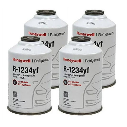 Honeywell R-1234yf Refrigerant – 4 Cans (8oz Each) with HD Brass Can Tap – Made in USA